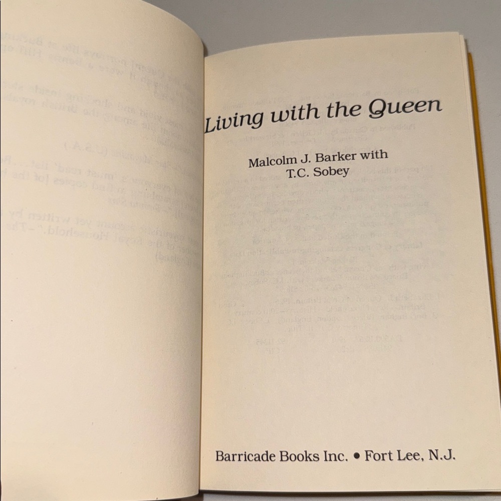 Living With the Queen Hardcover by Malcom J. Barker